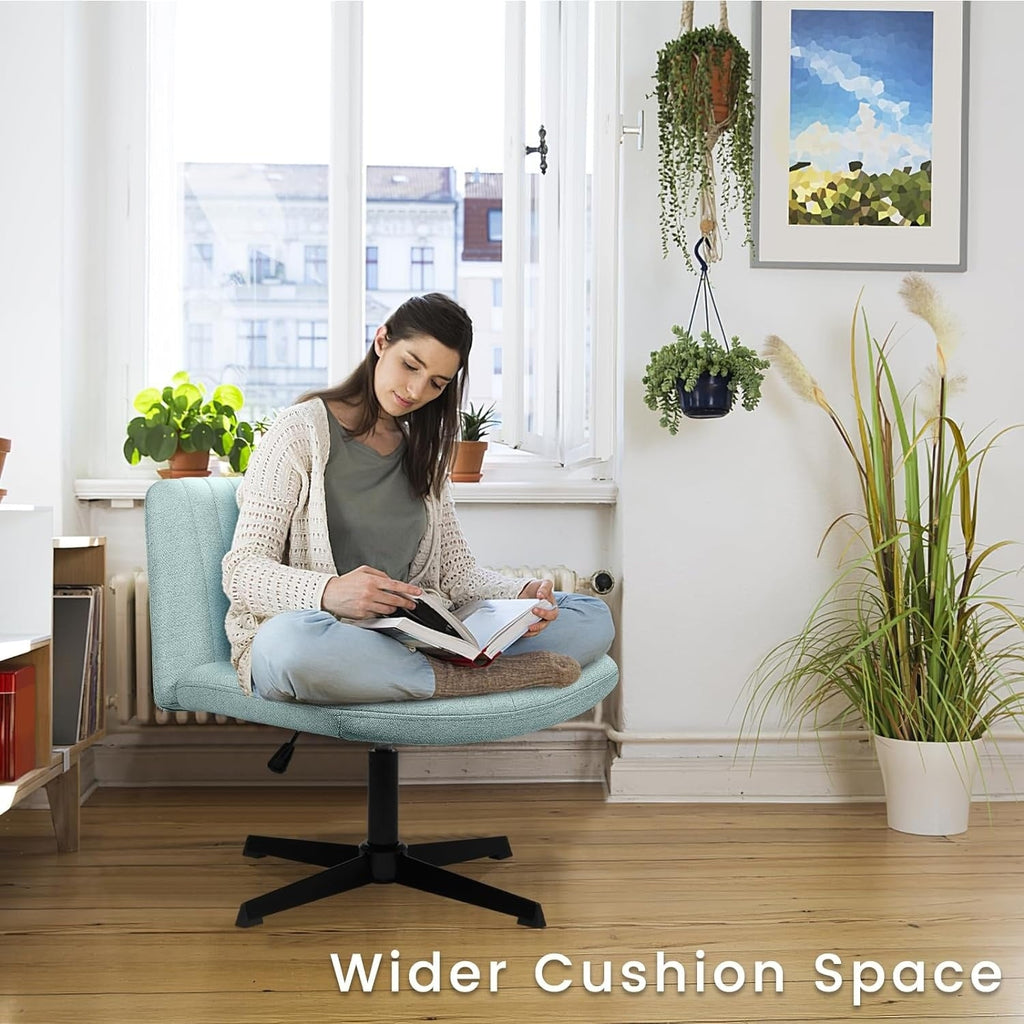 Chaise de bureau BOSSIN Criss Cross sans accoudoirs, sans roulettes, chaise de vanité pivotante moderne rembourrée en tissu