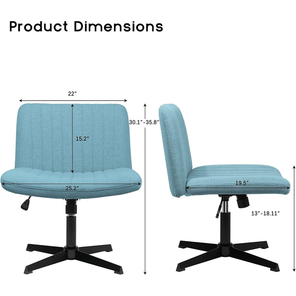 Chaise de bureau BOSSIN Criss Cross sans accoudoirs, sans roulettes, chaise de vanité pivotante moderne rembourrée en tissu