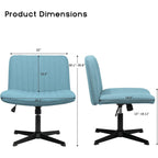 Chaise de bureau BOSSIN Criss Cross sans accoudoirs, sans roulettes, chaise de vanité pivotante moderne rembourrée en tissu