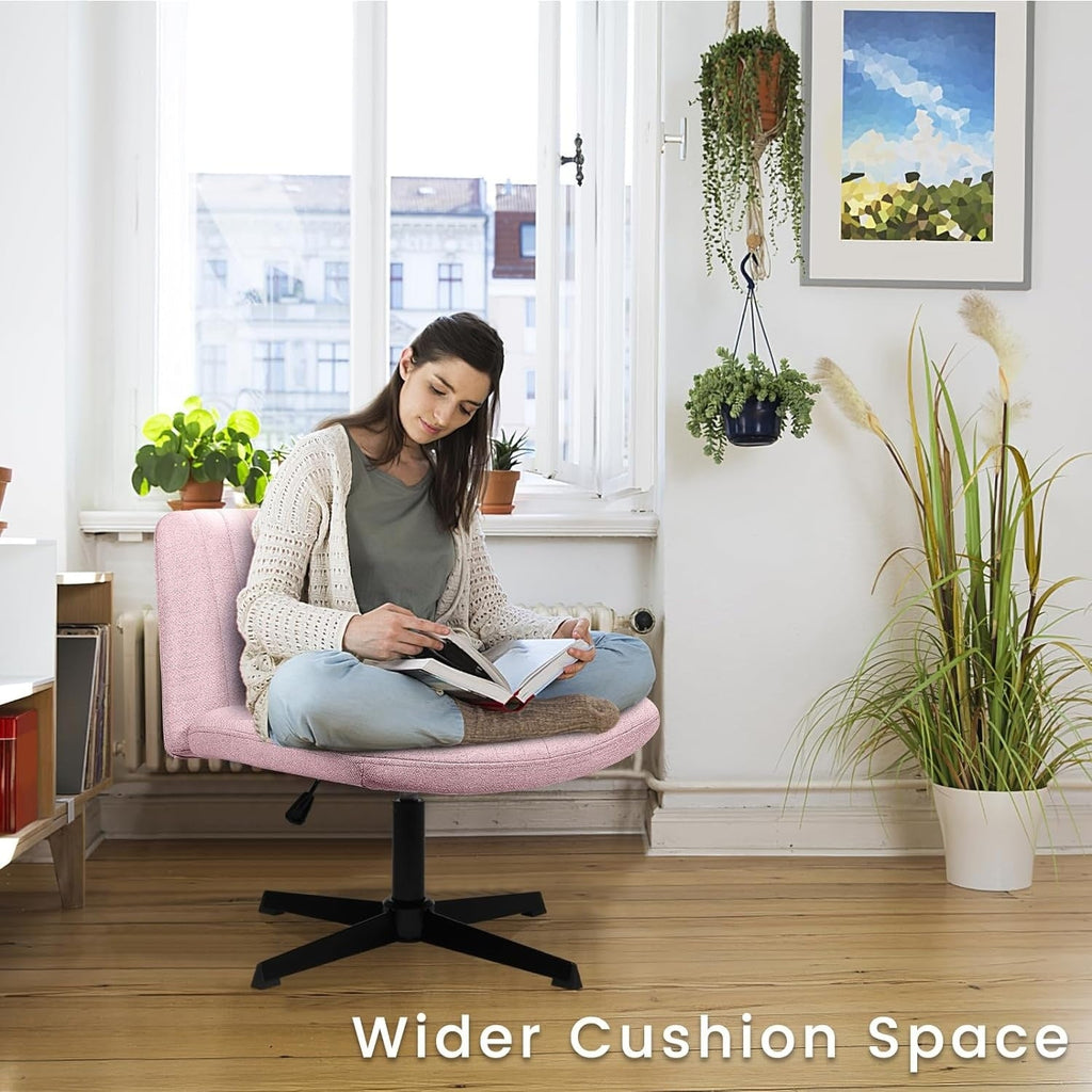 Chaise de bureau BOSSIN Criss Cross sans accoudoirs, sans roulettes, chaise de vanité pivotante moderne rembourrée en tissu