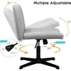 Chaise de bureau BOSSIN Criss Cross sans accoudoirs, sans roulettes, chaise de vanité pivotante moderne rembourrée en tissu