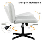 Chaise de bureau BOSSIN Criss Cross sans accoudoirs, sans roulettes, chaise de vanité pivotante moderne rembourrée en tissu