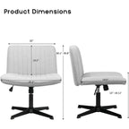 Chaise de bureau BOSSIN Criss Cross sans accoudoirs, sans roulettes, chaise de vanité pivotante moderne rembourrée en tissu