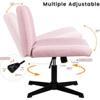 Chaise de bureau BOSSIN Criss Cross sans accoudoirs, sans roulettes, chaise de vanité pivotante moderne rembourrée en tissu