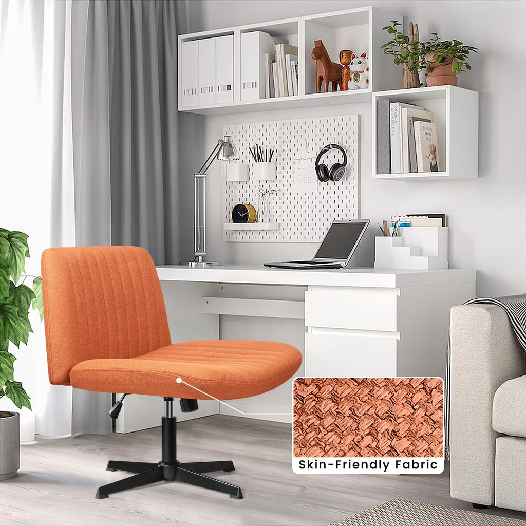 Chaise de bureau BOSSIN Criss Cross sans accoudoirs, sans roulettes, chaise de vanité pivotante moderne rembourrée en tissu