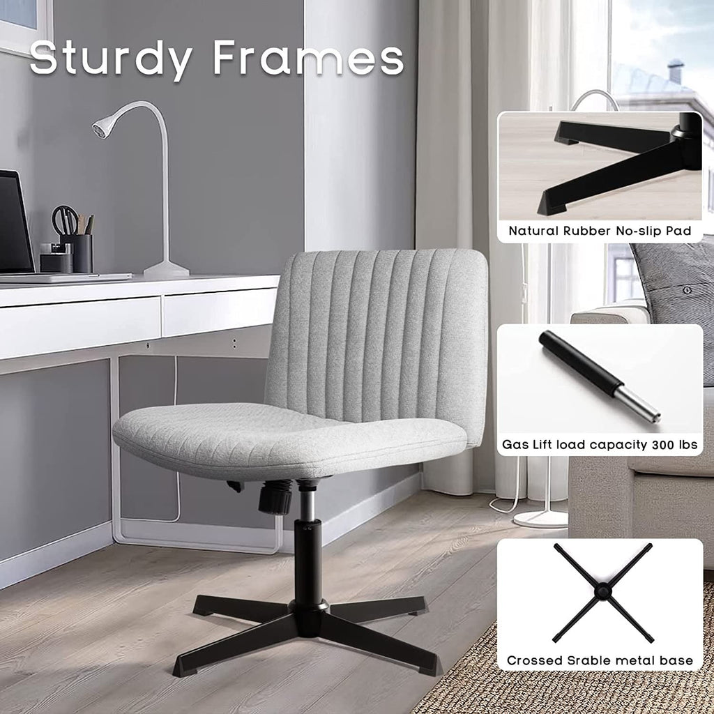 Chaise de bureau BOSSIN Criss Cross sans accoudoirs, sans roulettes, chaise de vanité pivotante moderne rembourrée en tissu
