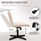 Chaise de bureau BOSSIN Criss Cross sans accoudoirs, sans roulettes, chaise de vanité pivotante moderne rembourrée en tissu