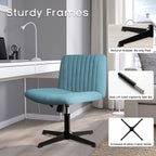 Chaise de bureau BOSSIN Criss Cross sans accoudoirs, sans roulettes, chaise de vanité pivotante moderne rembourrée en tissu