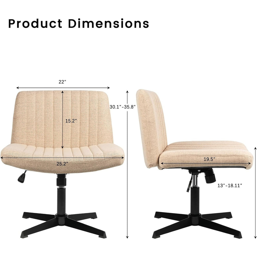 Chaise de bureau BOSSIN Criss Cross sans accoudoirs, sans roulettes, chaise de vanité pivotante moderne rembourrée en tissu
