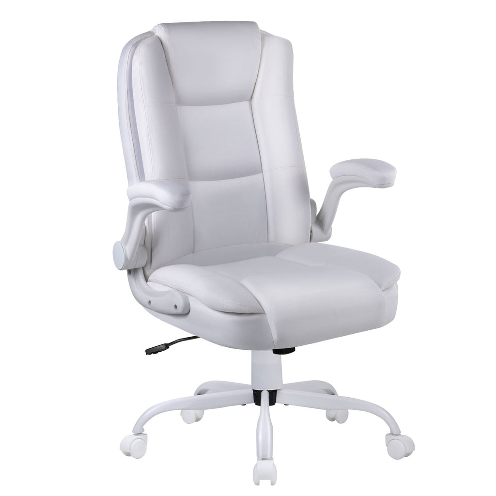 Chaise de bureau ergonomique Bossin pour grandes et grandes tailles, dossier haut, hauteur réglable, en cuir, avec accoudoirs rembourrés et rabattables