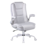 Chaise de bureau ergonomique Bossin pour grandes et grandes tailles, dossier haut, hauteur réglable, en cuir, avec accoudoirs rembourrés et rabattables