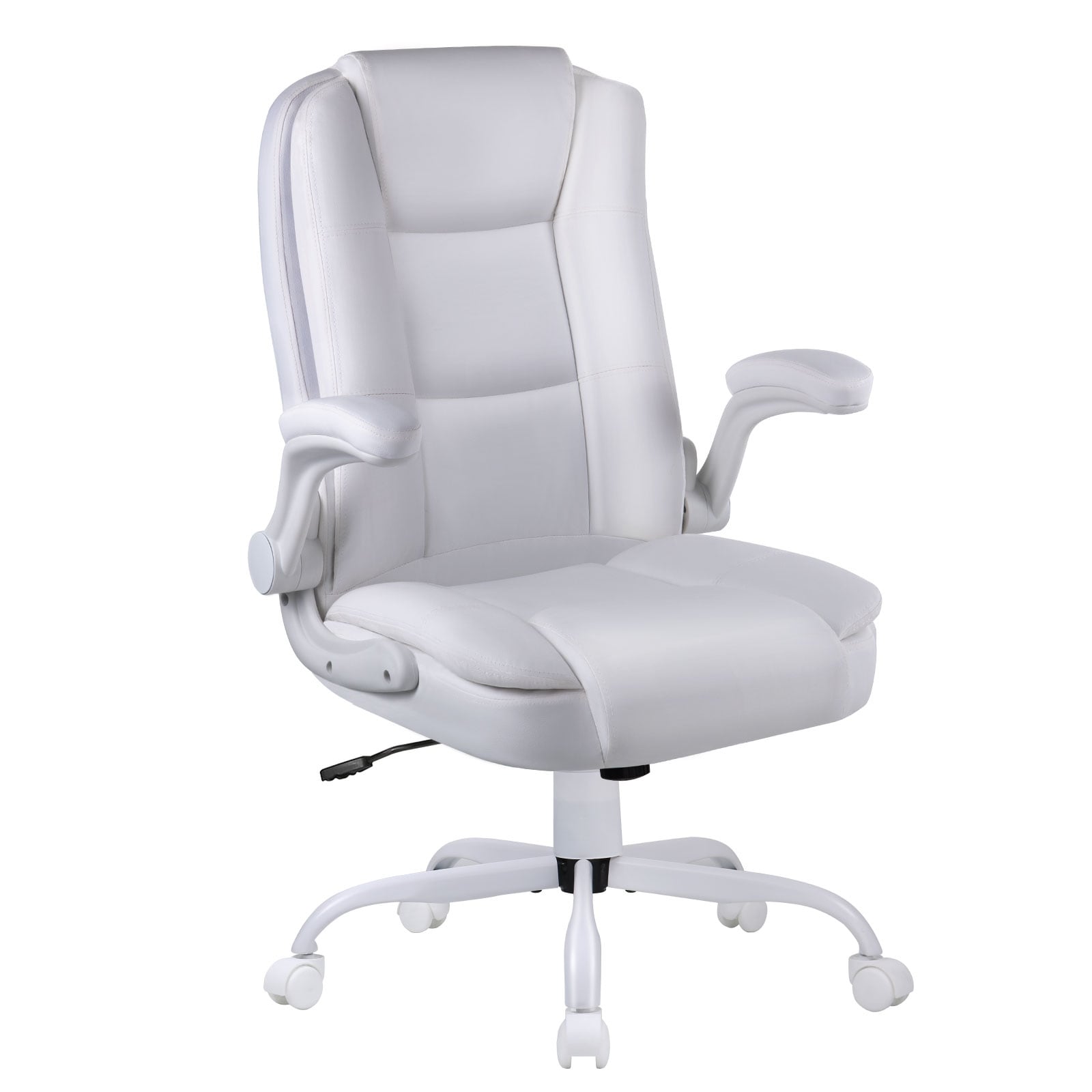 Chaise de bureau ergonomique Bossin pour grandes et grandes tailles, dossier haut, hauteur réglable, en cuir, avec accoudoirs rembourrés et rabattables