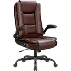 Chaise de bureau ergonomique Bossin pour grandes et grandes tailles, dossier haut, hauteur réglable, en cuir, avec accoudoirs rembourrés et rabattables