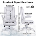 Chaise de bureau ergonomique Bossin pour grandes et grandes tailles, dossier haut, hauteur réglable, en cuir, avec accoudoirs rembourrés et rabattables