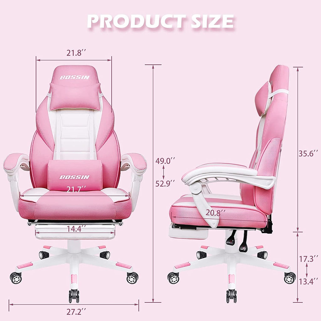 Chaise de jeu de style course BOSSIN, chaise de jeu grande et grande de 300 lb, chaise d'ordinateur à dossier haut