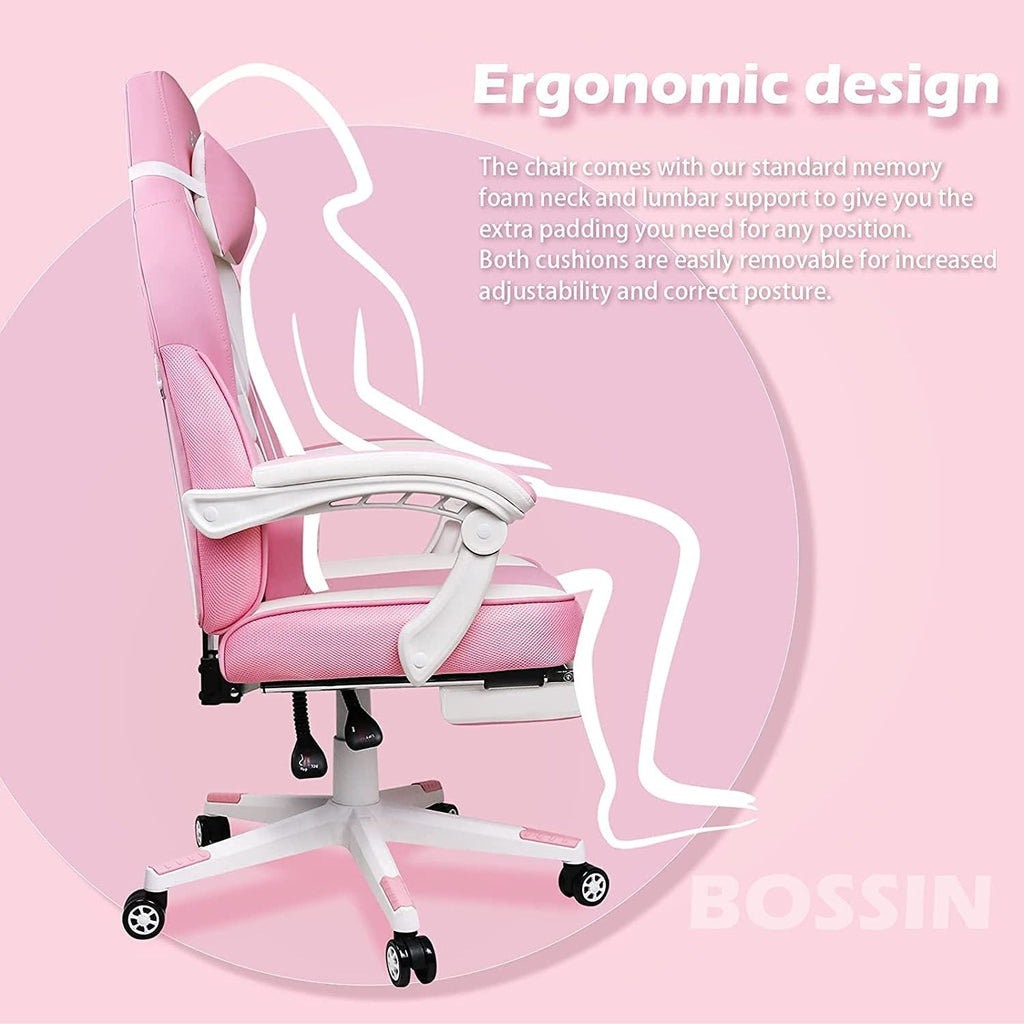Chaise de jeu de style course BOSSIN, chaise de jeu grande et grande de 300 lb, chaise d'ordinateur à dossier haut