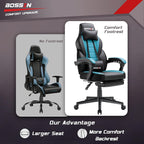 Chaise de jeu de style course BOSSIN, chaise de jeu grande et grande de 300 lb, chaise d'ordinateur à dossier haut