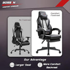 Chaise de jeu de style course BOSSIN, chaise de jeu grande et grande de 300 lb, chaise d'ordinateur à dossier haut