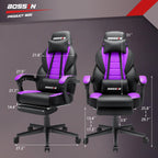 Chaise de jeu de style course BOSSIN, chaise de jeu grande et grande de 300 lb, chaise d'ordinateur à dossier haut