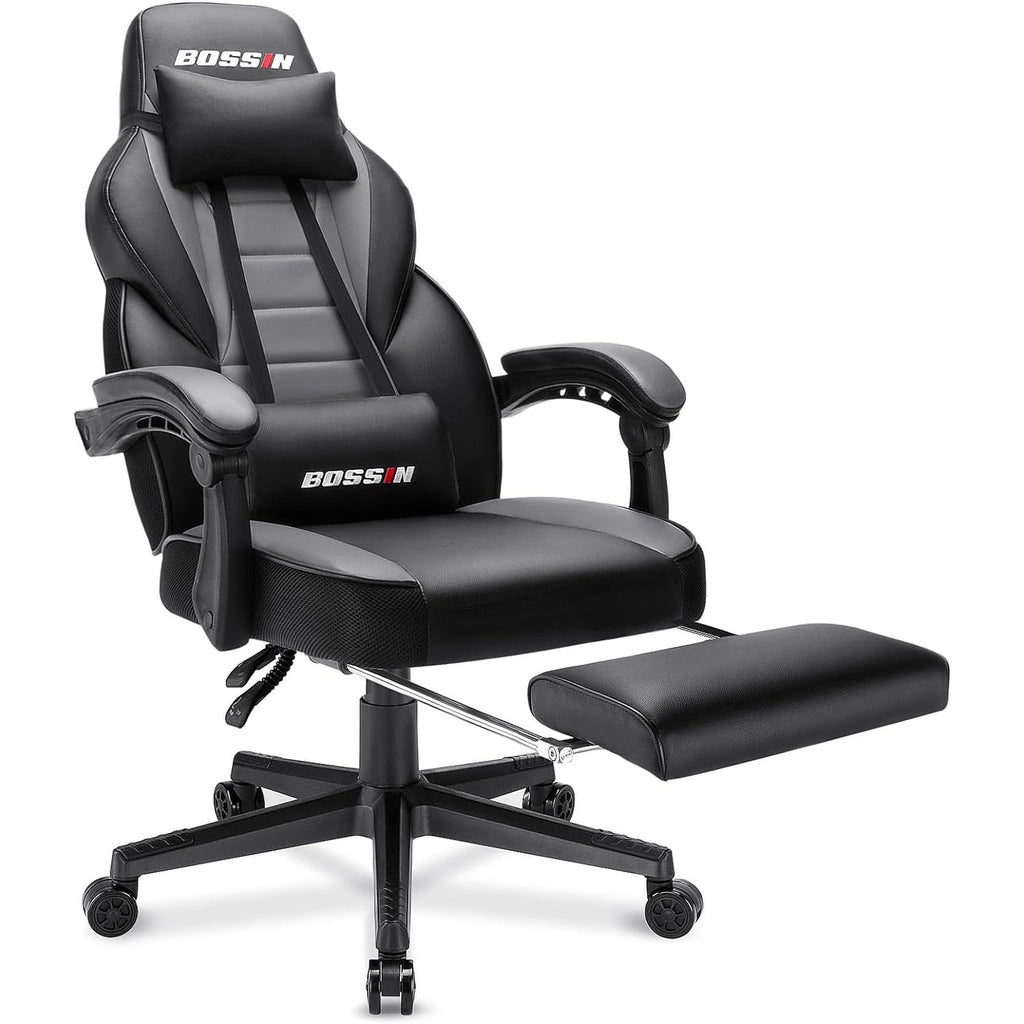 Chaise de jeu de style course BOSSIN, chaise de jeu grande et grande de 300 lb, chaise d'ordinateur à dossier haut