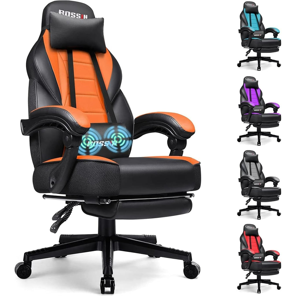 Chaise de jeu de style course BOSSIN, chaise de jeu grande et grande de 300 lb, chaise d'ordinateur à dossier haut