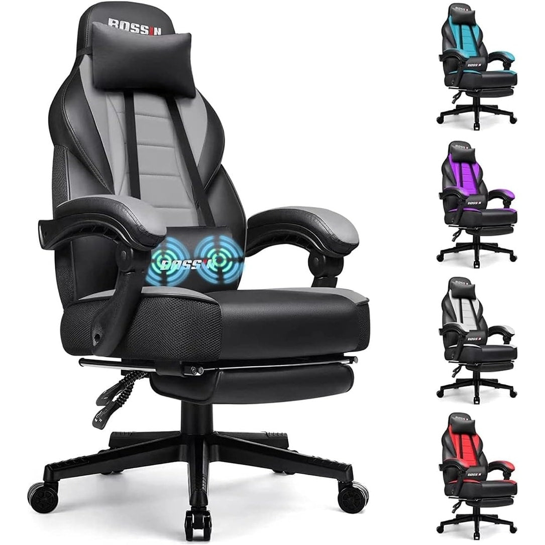 Chaise de jeu de style course BOSSIN, chaise de jeu grande et grande de 300 lb, chaise d'ordinateur à dossier haut