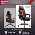 Chaise de jeu de style course BOSSIN, chaise de jeu grande et grande de 300 lb, chaise d'ordinateur à dossier haut