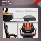 Chaise de jeu de style course BOSSIN, chaise de jeu grande et grande de 300 lb, chaise d'ordinateur à dossier haut