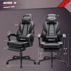 Chaise de jeu de style course BOSSIN, chaise de jeu grande et grande de 300 lb, chaise d'ordinateur à dossier haut