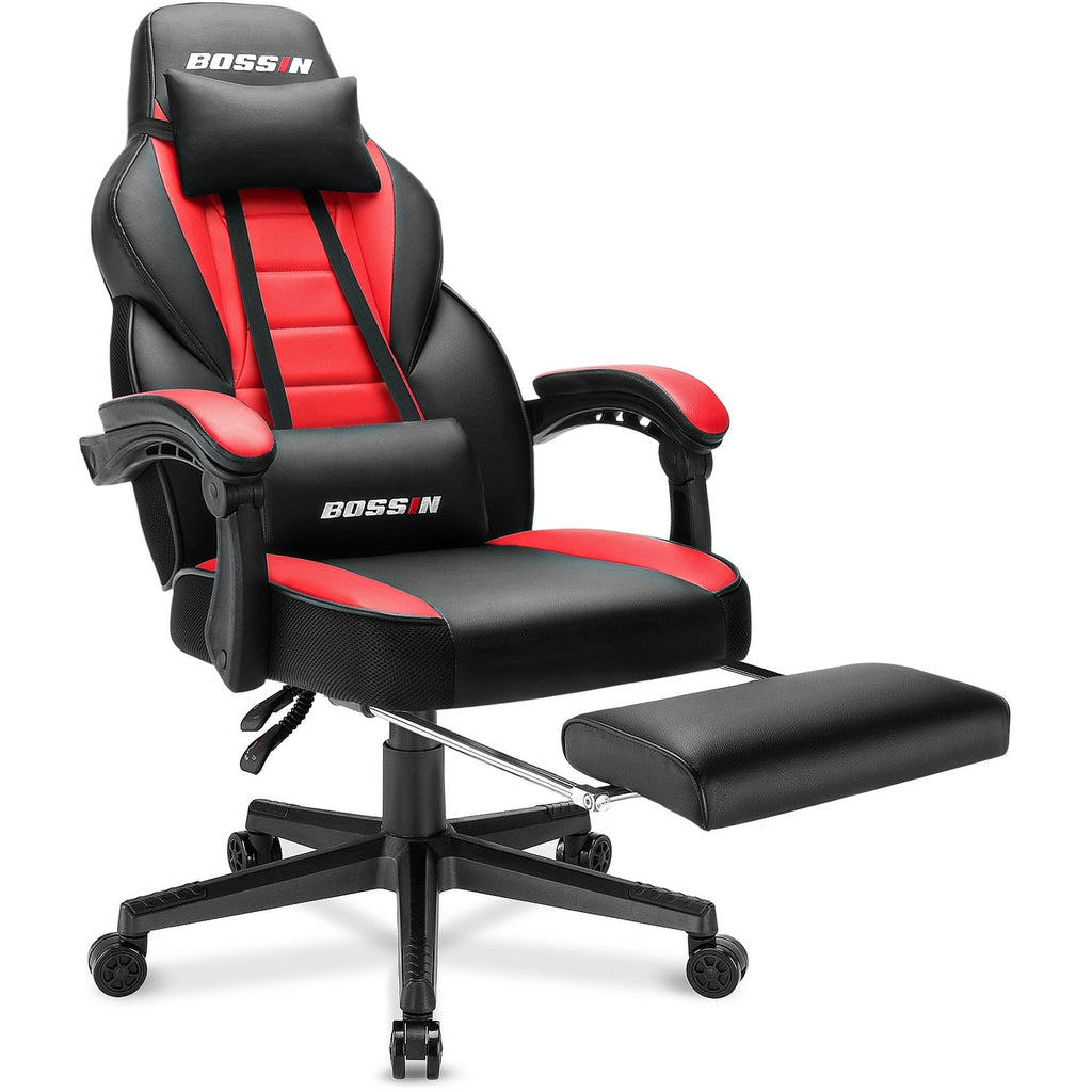 Chaise de jeu de style course BOSSIN, chaise de jeu grande et grande de 300 lb, chaise d'ordinateur à dossier haut