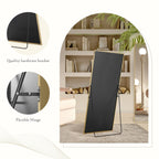 Miroir pleine longueur avec support, miroir de sol avec cadre en alliage d'aluminium pour chambre à coucher, miroir mural sur pied pour vestiaire