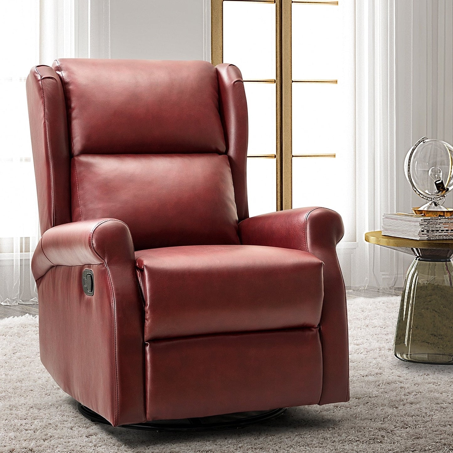 Chaise pivotante contemporaine pour chambre d'enfant Baksoho en similicuir avec base en métal par HULALA HOME