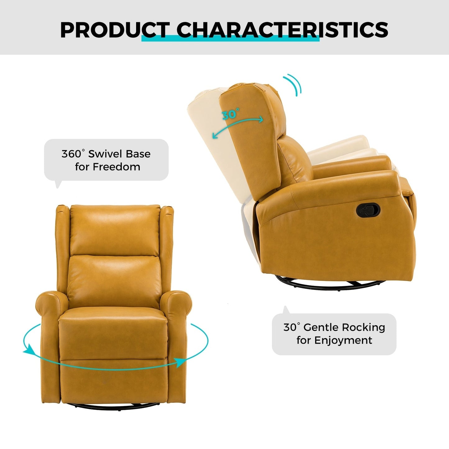 Chaise pivotante contemporaine pour chambre d'enfant Baksoho en similicuir avec base en métal par HULALA HOME