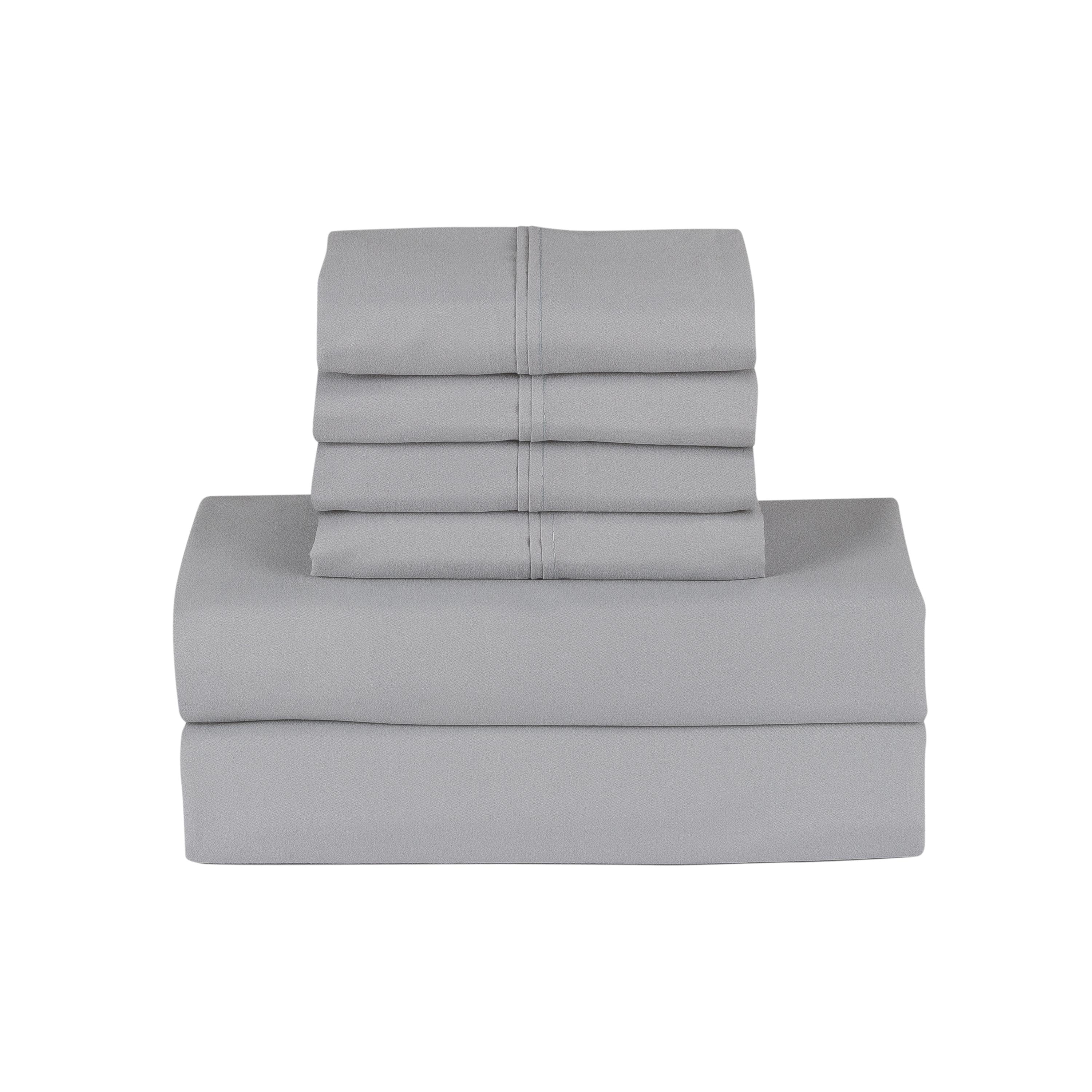 Ensemble de draps Smart Pocket 6 pièces en rayonne de bambou, 1 800 fils au pouce carré