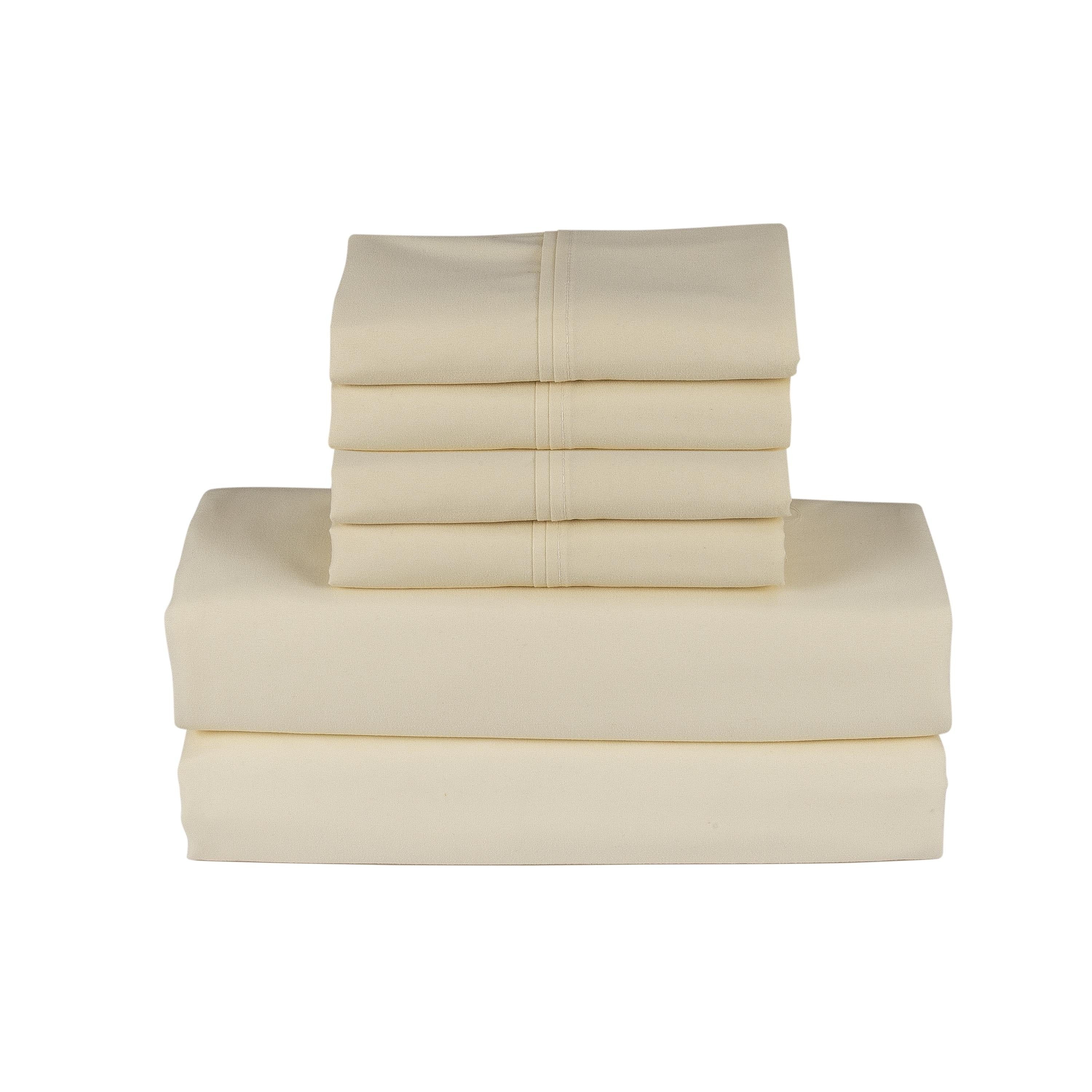 Ensemble de draps Smart Pocket 6 pièces en rayonne de bambou, 1 800 fils au pouce carré