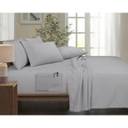 Ensemble de draps Smart Pocket 6 pièces en rayonne de bambou, 1 800 fils au pouce carré