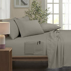 Ensemble de draps Smart Pocket 6 pièces en rayonne de bambou, 1 800 fils au pouce carré