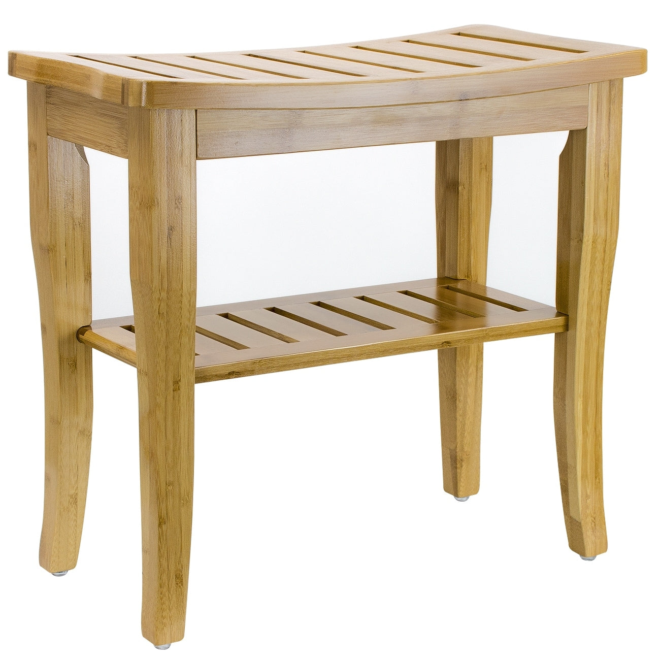 Banc de douche/tabouret en bambou Sorbus, rangement et assise en bois pour salle de bain