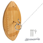 Jeu de lancer d'anneaux et de crochets de football GSE™. Jeu de lancer d'anneaux mural en bambou naturel pour l'extérieur et l'intérieur.