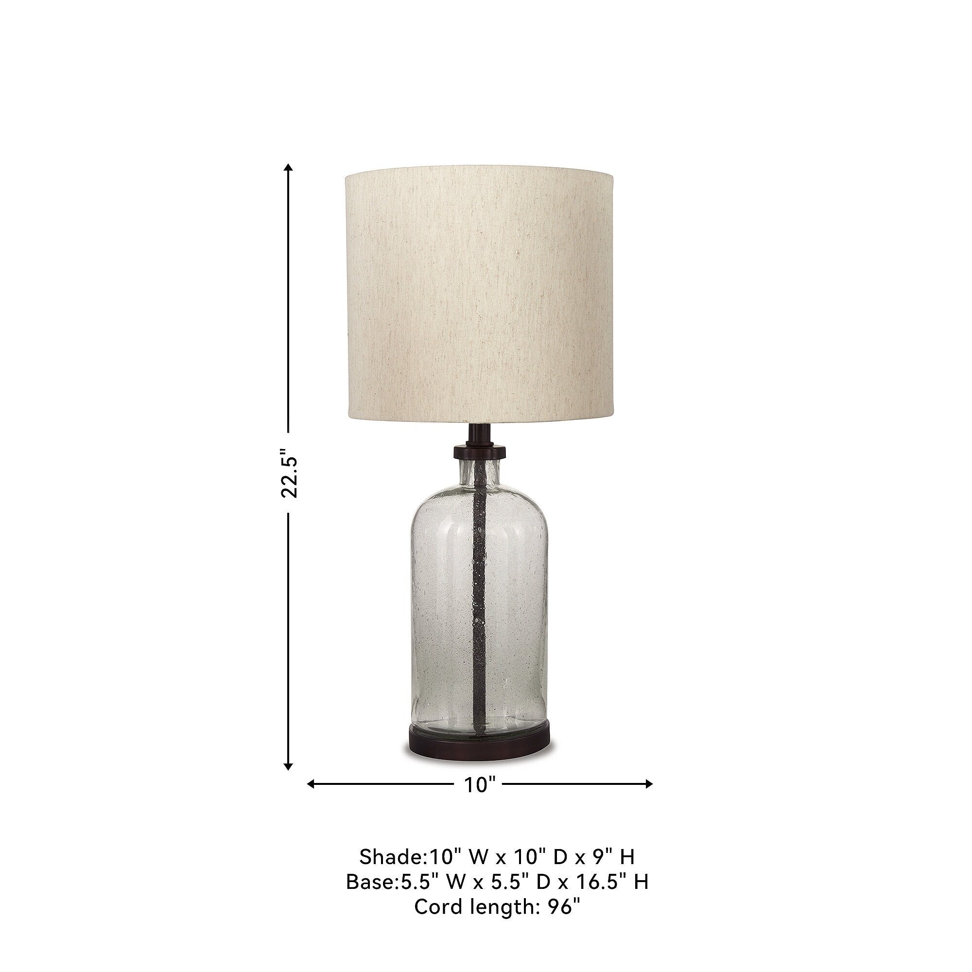 Lampe de table moderne en verre Bandile de style ferme – 10 l x 10 p x 22 h