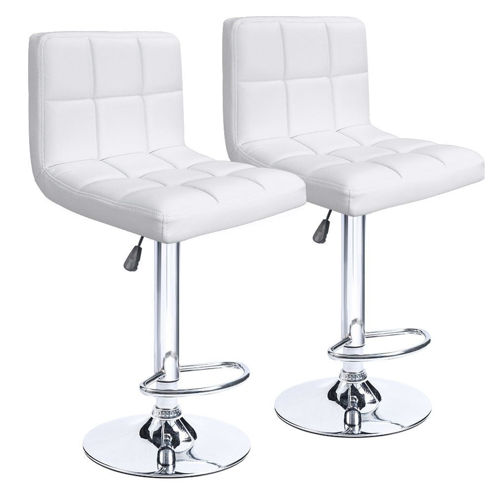 Lot de 2 tabourets de bar réglables et pivotants en cuir PU