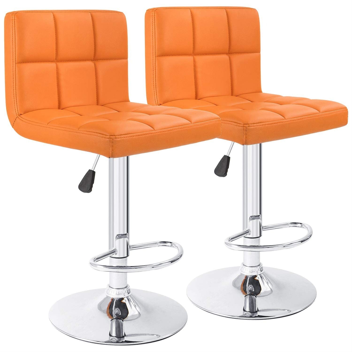 Lot de 2 tabourets de bar réglables et pivotants en cuir PU