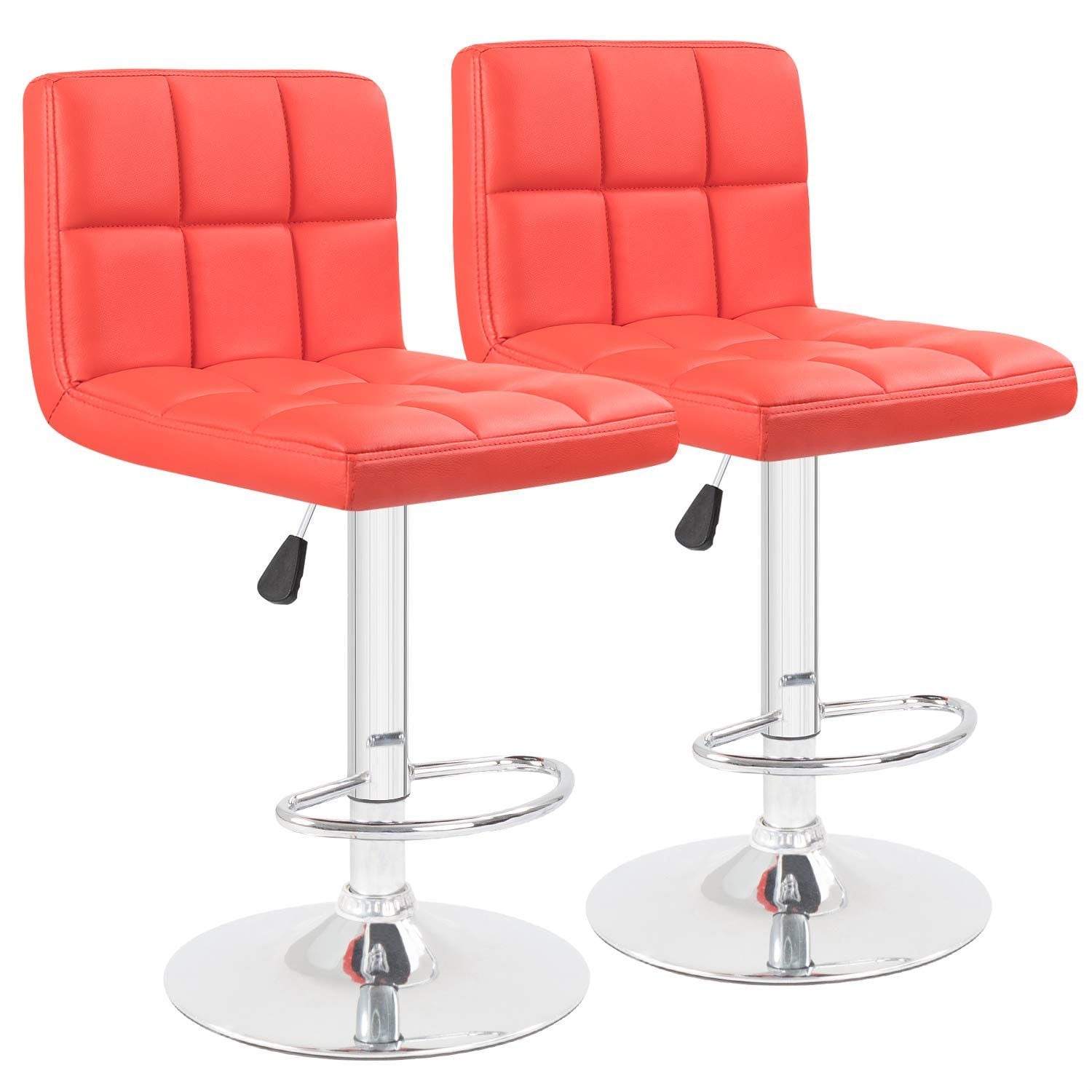 Lot de 2 tabourets de bar réglables et pivotants en cuir PU