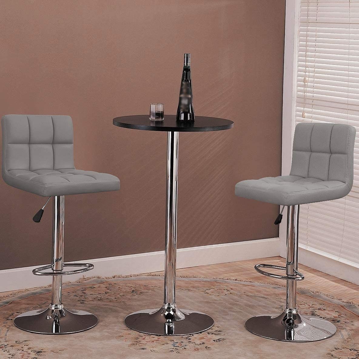 Lot de 2 tabourets de bar réglables et pivotants en cuir PU