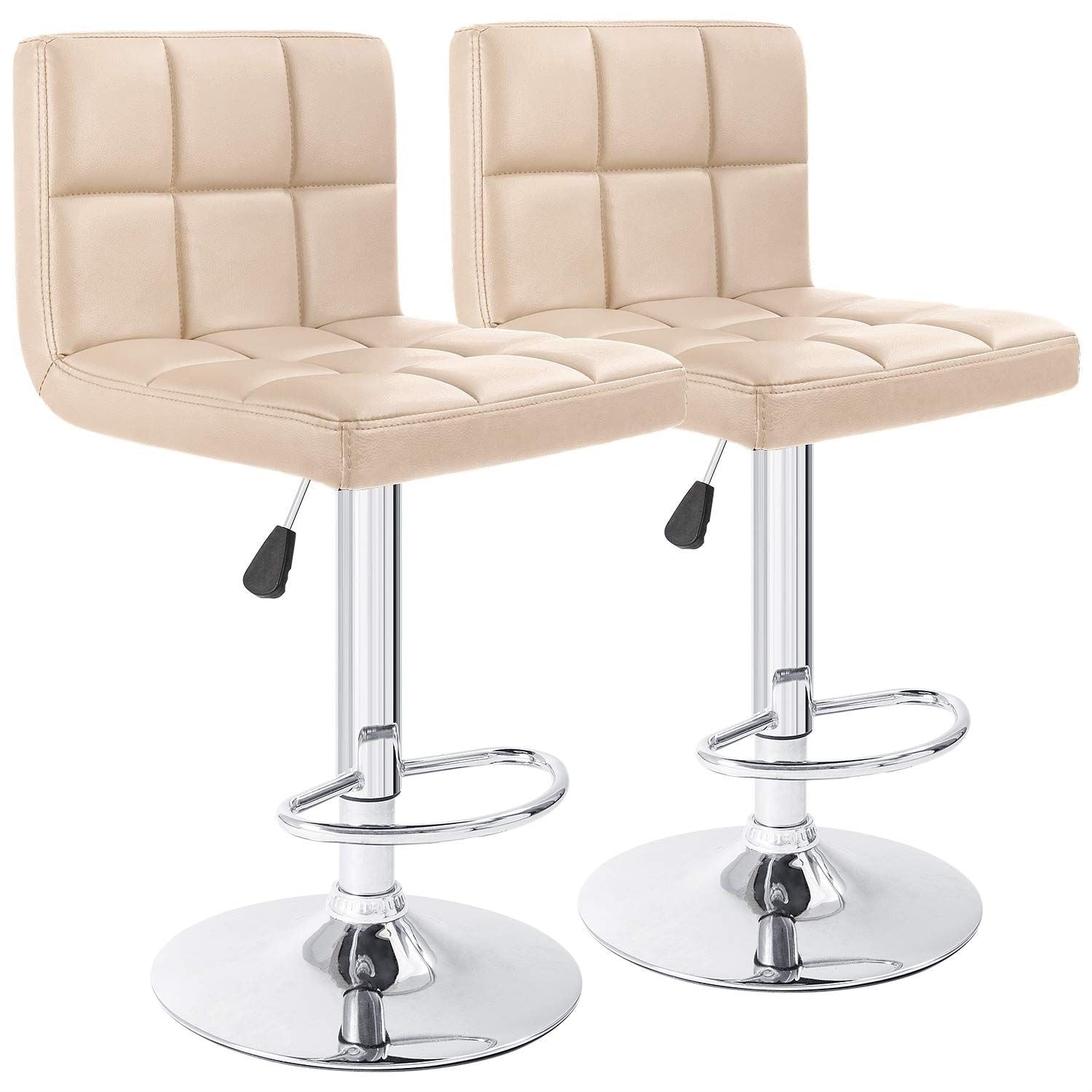 Lot de 2 tabourets de bar réglables et pivotants en cuir PU