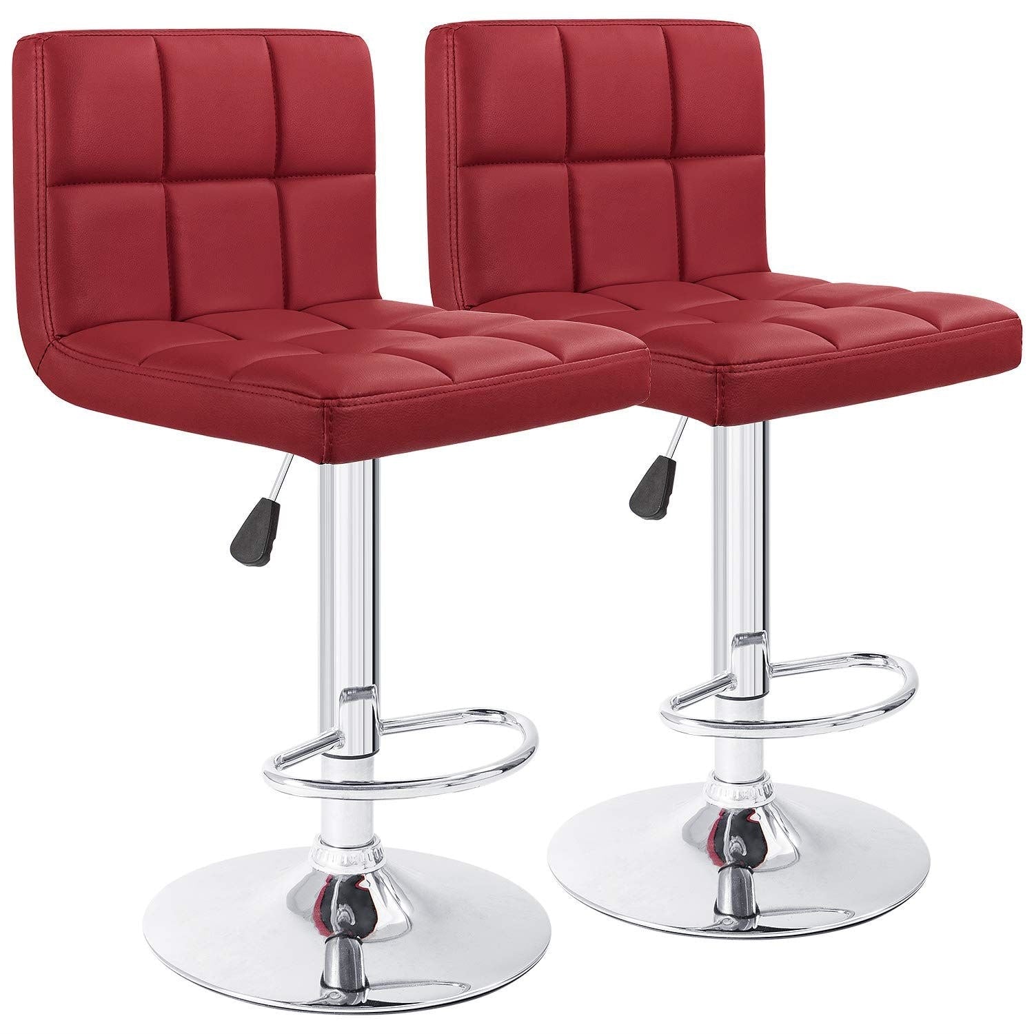 Lot de 2 tabourets de bar réglables et pivotants en cuir PU
