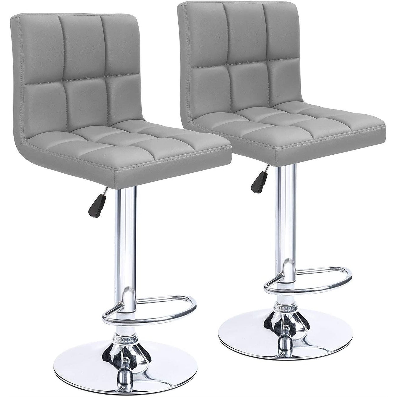 Lot de 2 tabourets de bar réglables et pivotants en cuir PU