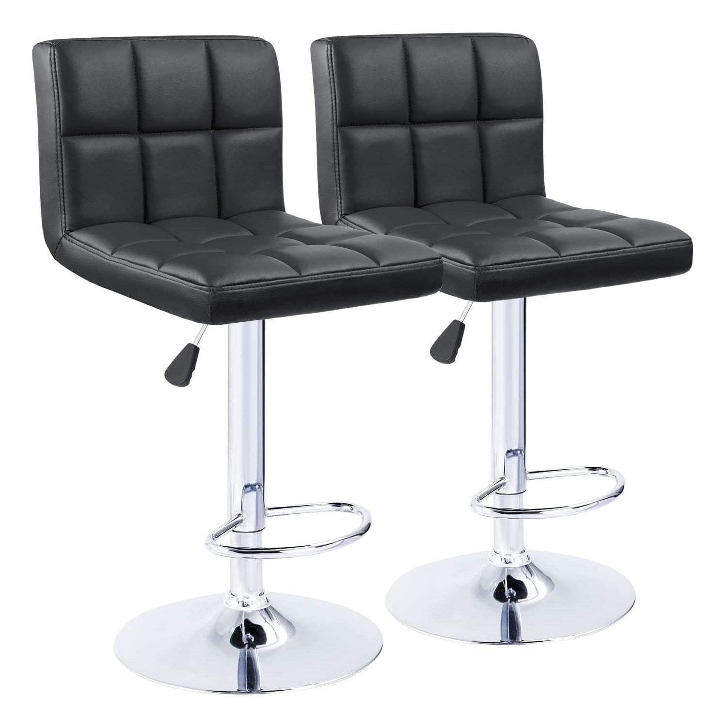 Lot de 2 tabourets de bar réglables et pivotants en cuir PU