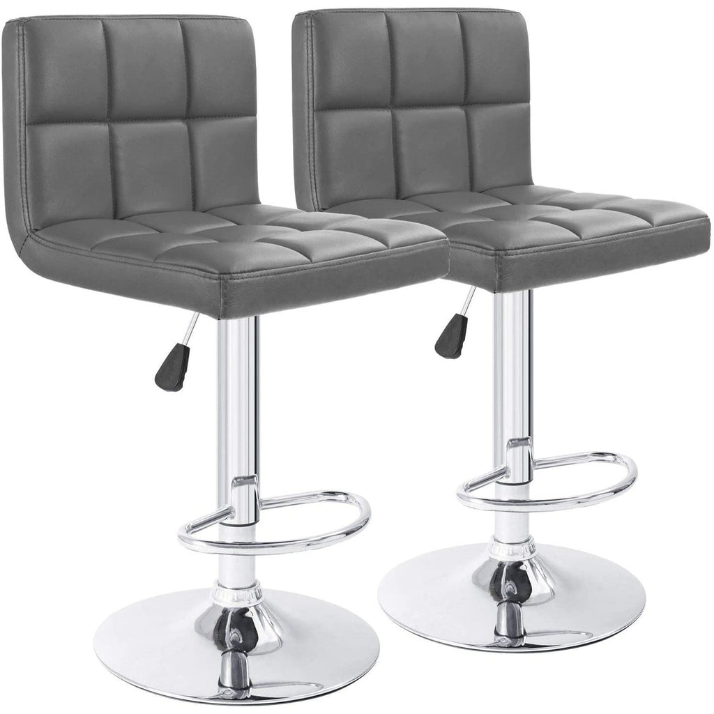 Lot de 2 tabourets de bar réglables et pivotants en cuir PU