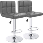 Lot de 2 tabourets de bar réglables et pivotants en cuir PU